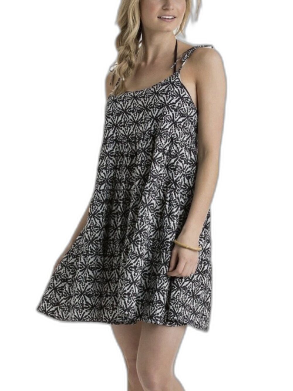 Vineyard Vines | Cotton Tiered Kaleidoscope Sun Dress Black & White | Size Small